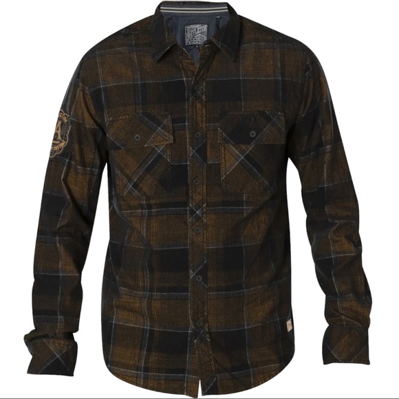 Affliction Men's Button Down Shirt Copper Mountain Embroidered Biker - Picture 9 of 11